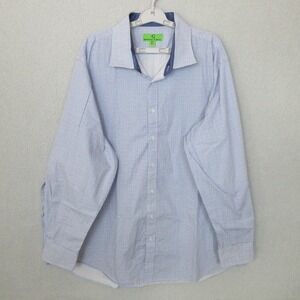 Bristol & Bull Button Up Shir Blue Pattern Long Sleeve Men's 4XLT